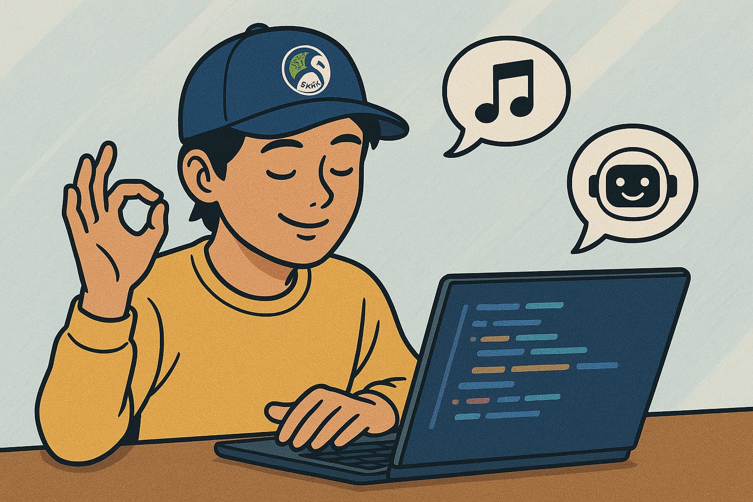 A Kingo busy with creative, AI-assisted chatbot development (by ChatGPT)